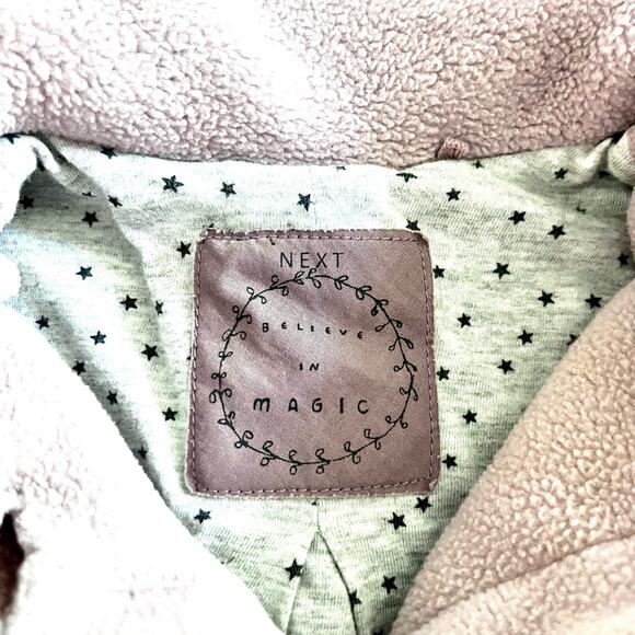Next girls pink polar fleece lined fall spring coat jacket size 12/18 months - Picture 3 of 5